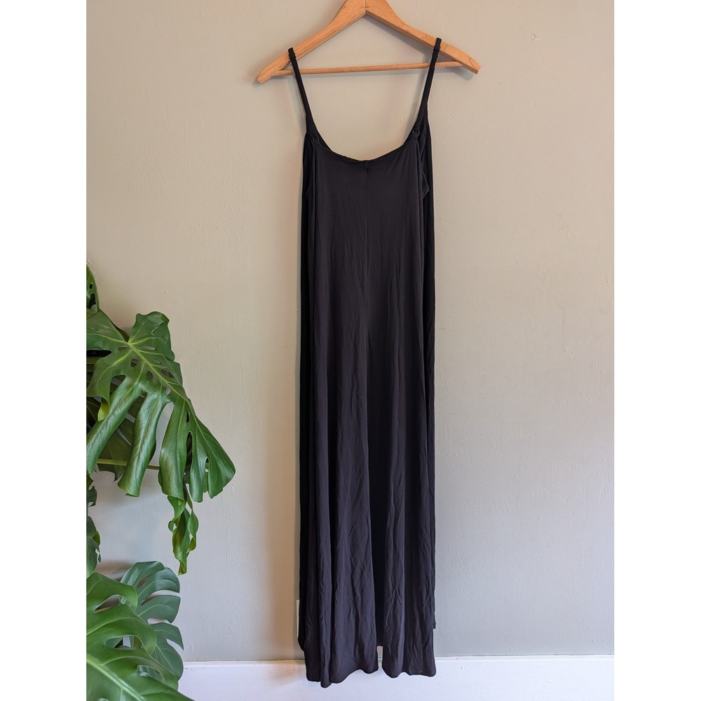 Nicole Miller New York Black High Low Maxi Dress Medium Jersey Pleated Shelf Bra - Picture 6 of 9